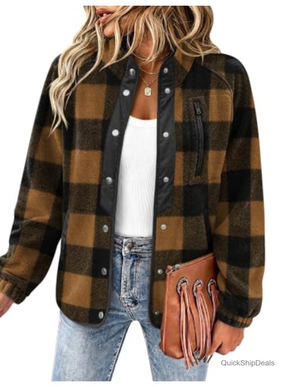 100% Polyester Cozy Fleece Snap Button Jacket Western Aztec Print